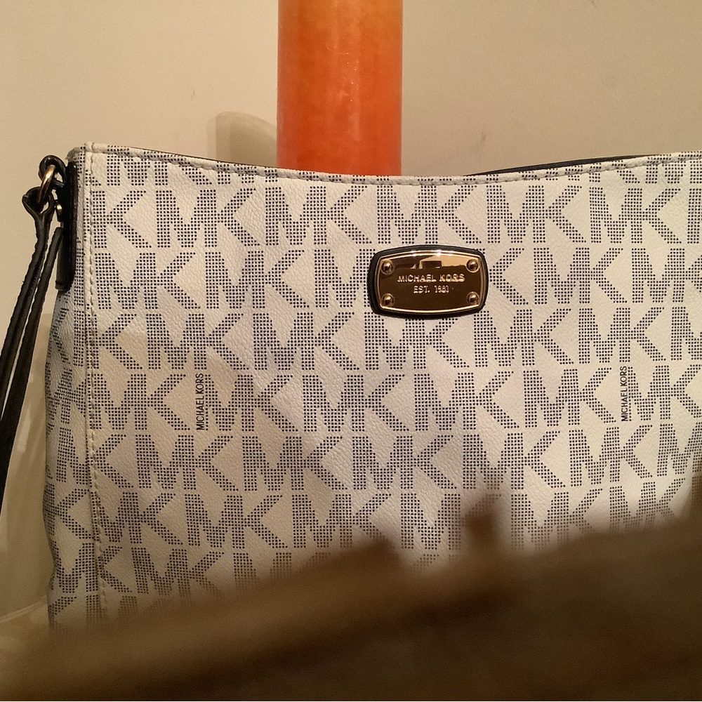 Michael Kors Monogram White and Black Crossbody Bag